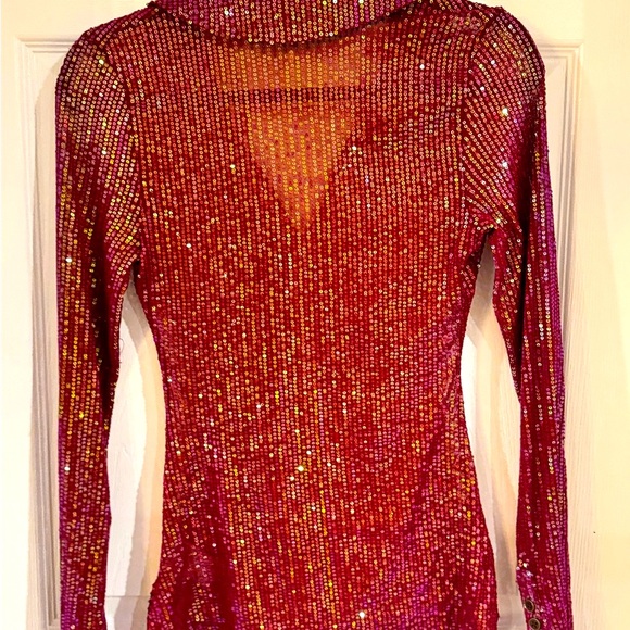 Free People Shimmering Red Sequin Blouse - Picture 2 of 5